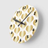 Gold Hearts Design Runde Wanduhr (Winkel)