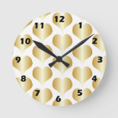 Gold Hearts Design Runde Wanduhr (Vorderseite)