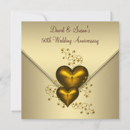 Gold Hearts Elegant Gold 50. Hochzeitstag Einladung