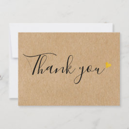 Gold Hearts Elegantes Script Rustic Kraft Dankeskarte