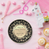 Gold Hearts Floral 50. Wedding Anniversar Pappteller (Party)