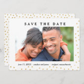 Gold Hearts Foto Save the Date Karte (Vorne/Hinten)