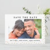 Gold Hearts Foto Save the Date Karte (Stehend Vorderseite)