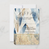 Gold Hearts Glam Sparkle Wedding RSVP Karte (Vorderseite)