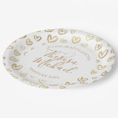 Gold Hearts Herzlichen Glückwunsch Pappteller (Schrägansicht)