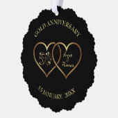 Gold Hearts Hochzeitstag Ornament Karte (Links)