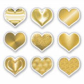 Gold Hearts Imitate Metallisches Set von 9 Lieben Aufkleber (Vorderseite)