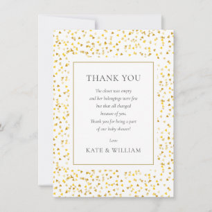 Gold Hearts Konfetti-Baby-Shower-Gedicht Dankeskarte
