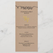 Gold Hearts Kraft Wedding Menu Menükarte (Vorderseite)