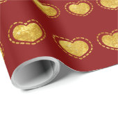 Gold Hearts Love Calligraphy Monogram Wedding Geschenkpapier (Rolleneckpunkt)