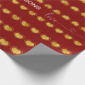 Gold Hearts Love Calligraphy Monogram Wedding Geschenkpapier (Ecke)