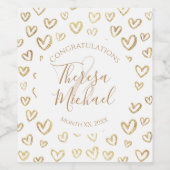 Gold Hearts mit benutzerdefinierten Sprichworten Weinetikett (Einzelnes Label)