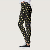 Gold Hearts Muster Black Fashion Travel Workout Leggings (Links)