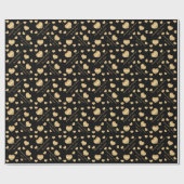 Gold Hearts on Black Geschenkpapier (Flach)