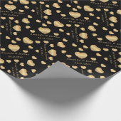 Gold Hearts on Black Geschenkpapier (Ecke)