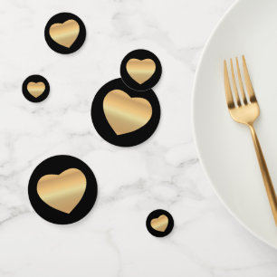 Gold Hearts on Black Konfetti