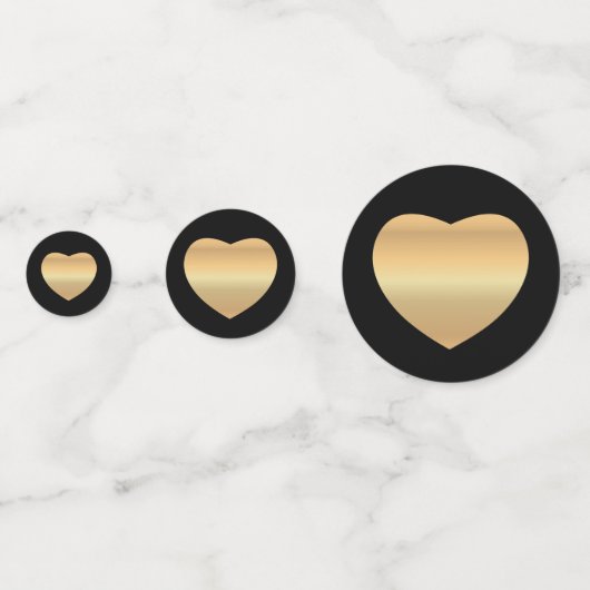 Gold Hearts on Black Konfetti (Rückseiten)