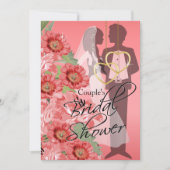 Gold Hearts on Coral Satin Couple's Dusche Einladung (Vorderseite)