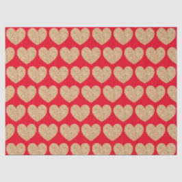Gold Hearts On Red Background Seidenpapier