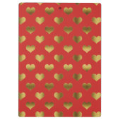 Gold Hearts on Red Customizable Klemmbrett (Rückseite)