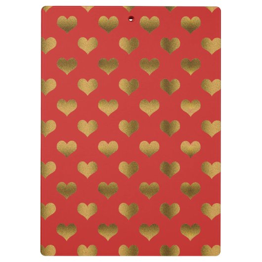 Gold Hearts on Red Customizable Klemmbrett (Rückseite)