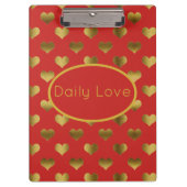 Gold Hearts on Red Customizable Klemmbrett (Vorderseite)