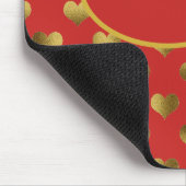 Gold Hearts on Red Customizable Mousepad (Ecke)