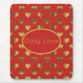 Gold Hearts on Red Customizable Mousepad (Vorne)