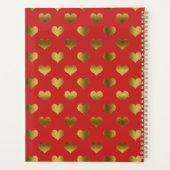 Gold Hearts on Red Customizable Planer (Rückseite)
