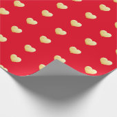Gold Hearts on Red Geschenkpapier (Ecke)