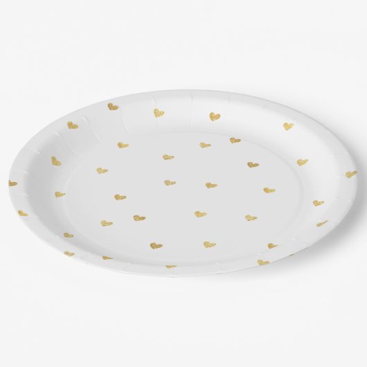 Gold Hearts Pappteller (Schrägansicht)