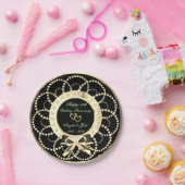 Gold Hearts Pearls 50. Wedding Anniversar Pappteller (Party)