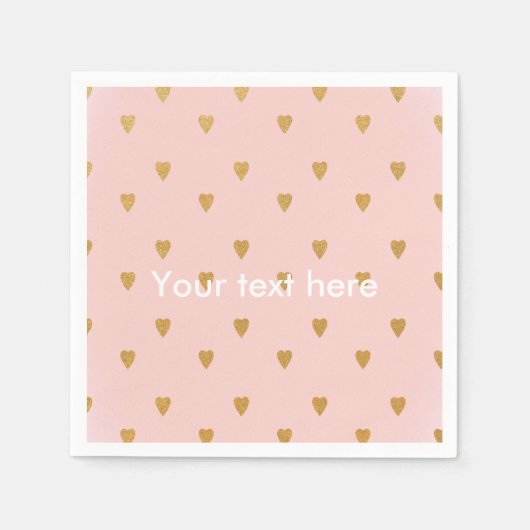 Gold Hearts & Pink Girls Geburtstagsparty Napkins Serviette (Vorderseite)