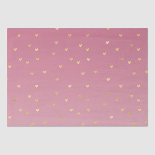 Gold Hearts Pink Ombre Seidenpapier (Vorderseite)