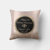 Gold Hearts Rose Gold Glitzer 50 Jahre Kissen (Rückseite)