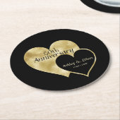 Gold Hearts Runder Pappuntersetzer (Angewinkelt)