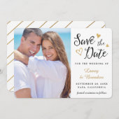 Gold Hearts Schwarz-weiß Ankündigung Datum freihal (Vorne/Hinten)