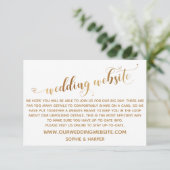 Gold Hearts Script auf der White Wedding Website Begleitkarte (Stehend Vorderseite)
