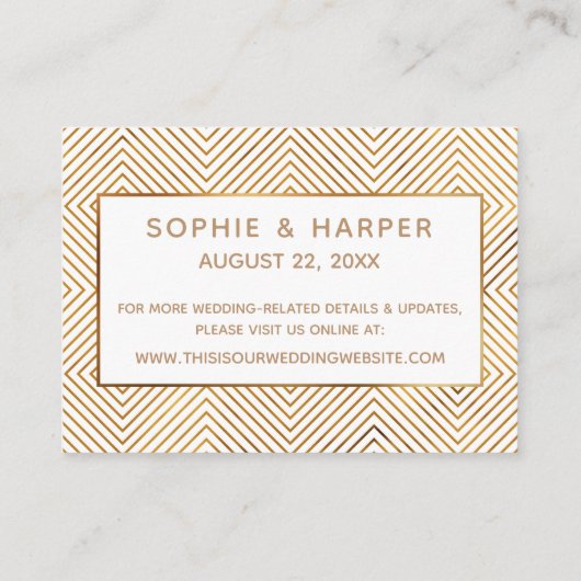 Gold Hearts Script White Wedding Unterkünfte Begleitkarte (Rückseite)