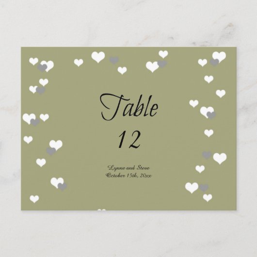 Gold Hearts Table Cards Postkarte (Vorderseite)
