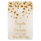 Gold Hearts und Snowflakes Hochzeit retten das Dat Magnet (Vertikal)