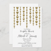 Gold Hearts Valentine Couple's Polterabend Einladung (Vorne/Hinten)