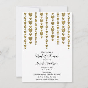 Gold Hearts Valentins Brautparty Einladung