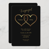 Gold Hearts Verlobung Einladung (Vorne/Hinten)