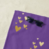 Gold Hearts Violet Strandtuch (Beispiel)