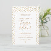 Gold Hearts Wedding Einladung (Stehend Vorderseite)
