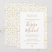 Gold Hearts Wedding Einladung (Vorne/Hinten)