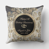 Gold Hearts Wirbel Marble 50. Hochzeitstag Kissen (Rückseite)