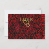 Gold Heft Rahmen & Red Fabric Muster Couple Save The Date (Rückseite)