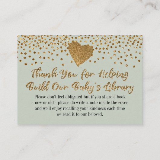 Gold Heft & Sage Green Book Request Insert Cards (Rückseite)